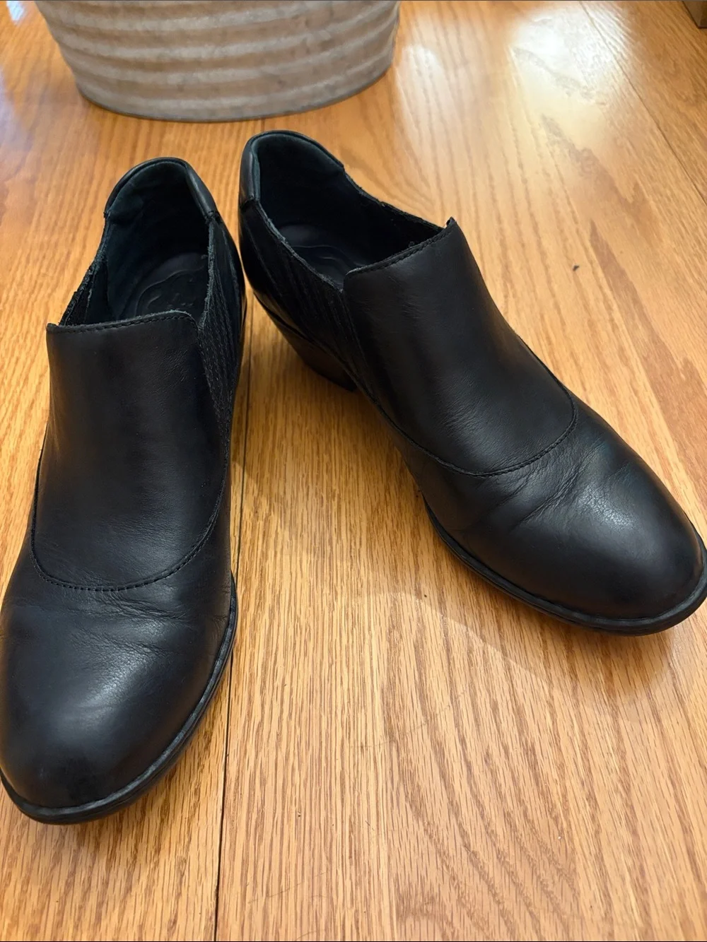 Born Black Leather Slip-On Western Booties